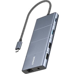 Anker 565 USB-C Hub (11-in-1), 10Gbps USB-C and USB-A Ports, 4K HDMI & DisplayPort, 100W PD Input, Ethernet, microSD/SD Slots, AUX, for MacBook, Dell, HP, and More