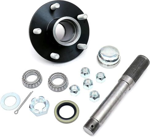 5 Bolt on 4-1/2 Inch Circle Hub Assembly Includes (2) 1-1/16 Inch Straight Spindles & Bearings,Set of 2 in Saudi Arabia