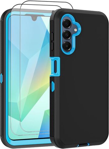 for Samsung Galaxy A16 5G Case,with 2 Screen Protector Heavy Duty Protection,Full Body Rugged Shockproof Protective Phone Cover for Samsung Galaxy A16 5G (Black Blue with 2 Screen Protector) in Saudi Arabia