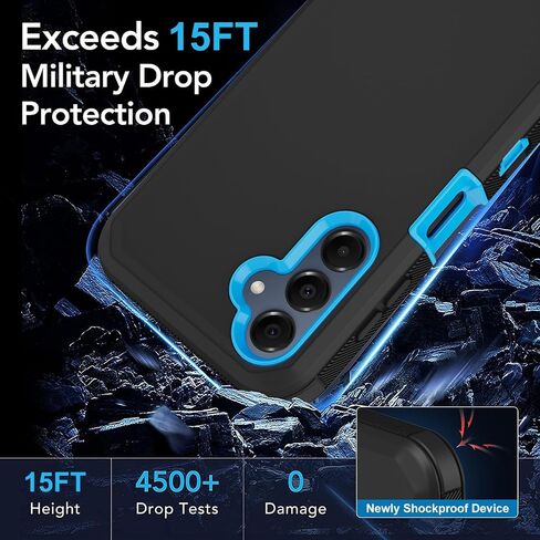 for Samsung Galaxy A16 5G Case,with 2 Screen Protector Heavy Duty Protection,Full Body Rugged Shockproof Protective Phone Cover for Samsung Galaxy A16 5G (Black Blue with 2 Screen Protector) in Saudi Arabia