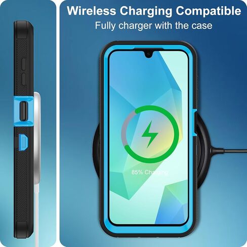 for Samsung Galaxy A16 5G Case,with 2 Screen Protector Heavy Duty Protection,Full Body Rugged Shockproof Protective Phone Cover for Samsung Galaxy A16 5G (Black Blue with 2 Screen Protector) in Saudi Arabia