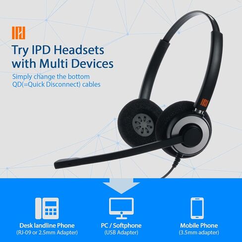 IPD IPH-165 Phone Headset with Noise Cancelling Microphone for Office and Call Center-Compatible with Avaya 1608 1616 9601 9608 9611 9611G 9620 9621 9630 9631 9640 9641 9650 9670 J139 J159 J169 J179 in Saudi Arabia