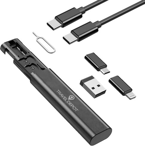 USB C Adapter OTG Cable Kit, L Connector to Type C Converter Case, Conversion Set A Type C L Micro USB Adapter Kit, 60W Charging & Data Transfer Cable Set w/SIM Tray Eject Tool, Black in Saudi Arabia