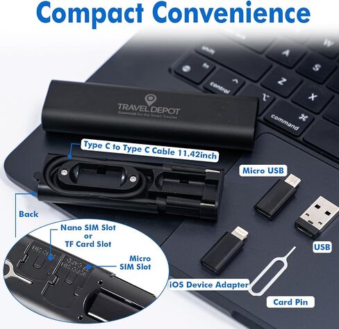 USB C Adapter OTG Cable Kit, L Connector to Type C Converter Case, Conversion Set A Type C L Micro USB Adapter Kit, 60W Charging & Data Transfer Cable Set w/SIM Tray Eject Tool, Black in Saudi Arabia