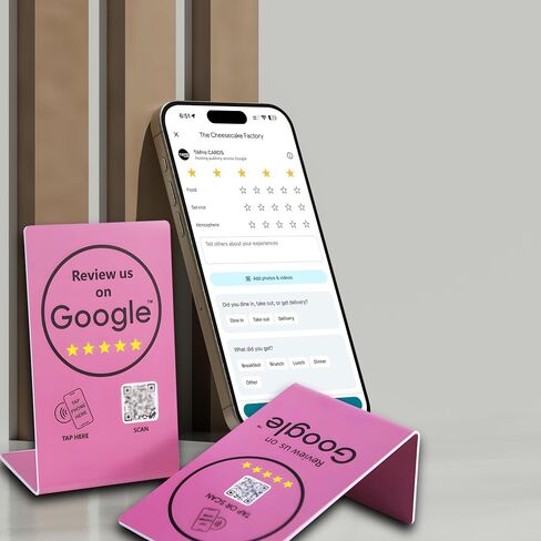 Compatible Google Review Stand - Boost Reviews w/Reusable Google Review Tap Card Stand & QR Code Stand- Smart Phone & iPhone Compatible (1-Pack Gray) in Saudi Arabia