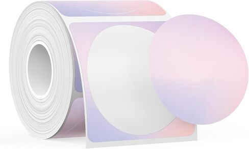 SUPVAN T50M Series Genuine Round Label Tape, Φ 2'', Transparent | RFID Auto Size Detection, Laminated & Durable, Waterproof & Oilproof, Strong Adhesive, 140 Labels/Roll in Kuwait