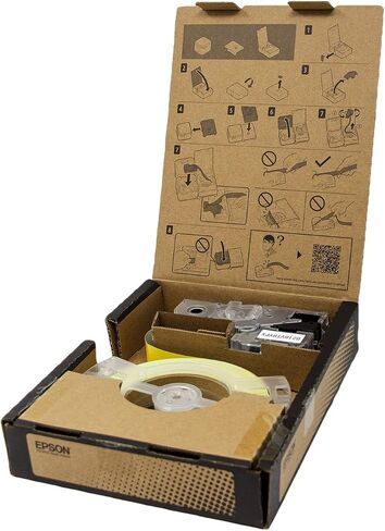 Epson LABELWORKS B250VTBYPX Genuine Bulk Continuous Vinyl Tape - Black on Yellow Flexible and Durable Vinyl Industrial Label Maker Tape - 2" (50MM) Wide, 147.6 ft in Saudi Arabia