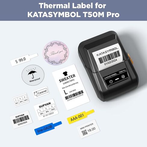 SUPVAN T50M Series Genuine Round Label Tape, Φ 2'', Transparent | RFID Auto Size Detection, Laminated & Durable, Waterproof & Oilproof, Strong Adhesive, 140 Labels/Roll in Kuwait