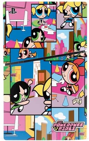 Skinit Decal Gaming Skin Compatible with PS5 Slim Digital Edition Bundle - Officially Licensed Cartoon Network Powerpuff Girls Patches Design in Saudi Arabia