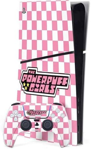 Skinit Decal Gaming Skin Compatible with PS5 Slim Digital Edition Bundle - Officially Licensed Cartoon Network Powerpuff Girls Patches Design in Saudi Arabia