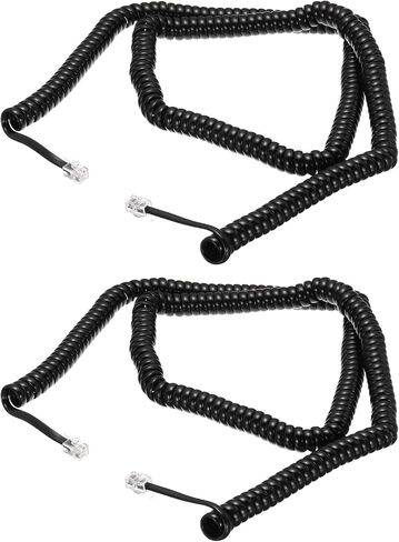 MECCANIXITY 2 Pack Phone Cord for Landline, 10ft Uncoiled/1.7ft Coiled RJ9 4P4C Telephone Handset Cord No Tangle Coiled Phone Cable, Black in Kuwait