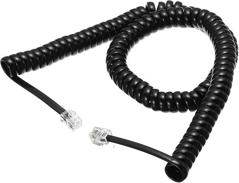 MECCANIXITY 2 Pack Phone Cord for Landline, 10ft Uncoiled/1.7ft Coiled RJ9 4P4C Telephone Handset Cord No Tangle Coiled Phone Cable, Black in Kuwait