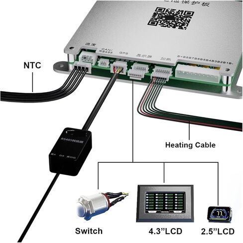 3S ~ 8S LIFEPO4 بطارية 8S 24V 200A مع توازن نشط 1A 2A مع BT CAN RS485 NTC (2 بوصة LCD) in Saudi Arabia