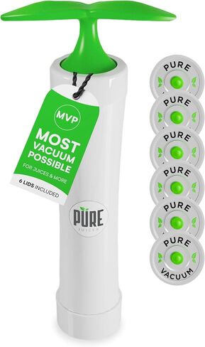 PURE MVP Mason Jar Vacuum Sealer Kit | 3X Faster & 8X the Vacuum of Electric | Premium Handheld High-Suction Vacuum Sealer for Jars | Perfect Seal for Juice, Smoothies, Food for Maximum Freshness in Saudi Arabia
