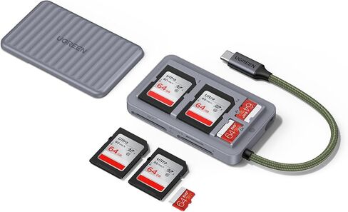 قارئ بطاقة Ugreen USB C SD مع تخزين بطاقة SD ، محول قارئ بطاقة الذاكرة عالية السرعة مع حامل حالة تخزين 4 بطاقات للكاميرات SD/Micro SD متوافقة مع iPhone 16 15 ، Samsung Galaxy etc in Kuwait