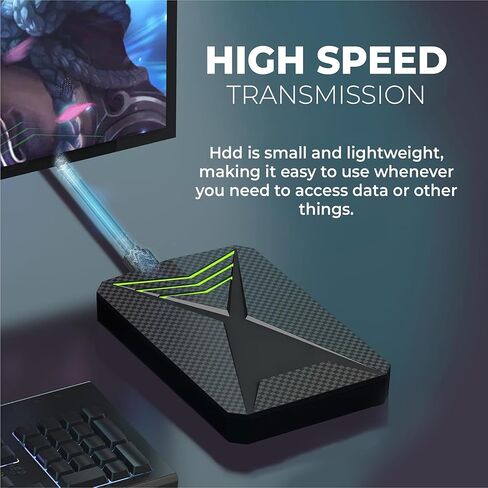 محرك الأقراص الثابتة الخارجي 1 تيرابايت محمول USB 3.0 HDD خارجي مع RGB Light-محرك تخزين بيانات نقل البيانات عالي السرعة متوافق مع PS3 ، PS4 ، PS5 ، سطح المكتب ، الكمبيوتر المحمول ، لوحات الألعاب ، والمزيد in Kuwait