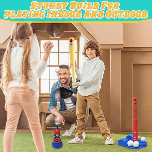 مجموعات كرات Asyxstar T للأطفال، والأطفال الصغار، مجموعة كرات بيسبول - تتضمن 6 كرات بيسبول، وقاذفة بيسبول وحامل كرة T للأطفال من سن 3 إلى 5 سنوات، هدايا ألعاب للأطفال للأولاد بعمر 3 سنوات in Kuwait