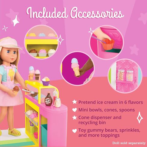 Glitter Girls by Battat – Donut Delivery Scooter – Toy Car, Bike, and Vehicle Accessories for 14-inch Dolls – Ages 3 and Up (GG57020C1Z) , Pink in Kuwait