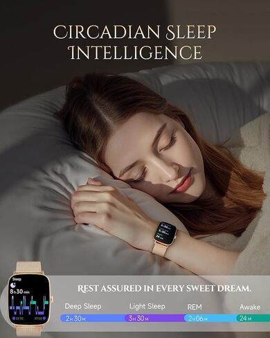 Smart Watch for Women, Android and iOS Phones Compatible, Fitness Running Tracker, Step Counter Smartwatch, Sleep/Heart Rate Health Monitor, Answer/Make Calls, IP68 Waterproof, Gold in Saudi Arabia