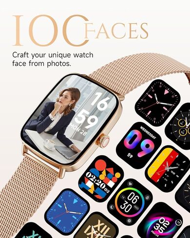 Smart Watch for Women, Android and iOS Phones Compatible, Fitness Running Tracker, Step Counter Smartwatch, Sleep/Heart Rate Health Monitor, Answer/Make Calls, IP68 Waterproof, Gold in Saudi Arabia
