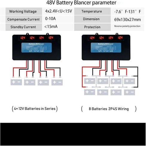 48V Battery Equalizer LED Display for 4 x 12V Batteries Balancer 4S Active Voltage Lead Acid Li li-ion LiFePO4 Battery in Saudi Arabia
