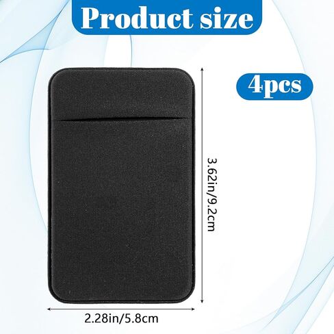 4 Pcs Adhesive Cell Phone Card Holder Pocket, Phone Stick On ID Card Wallet Credit Card Holder, Self Adhesive Sticker Case for Back of Android and All Smartphones (2 Black & 2 Blue) in Saudi Arabia