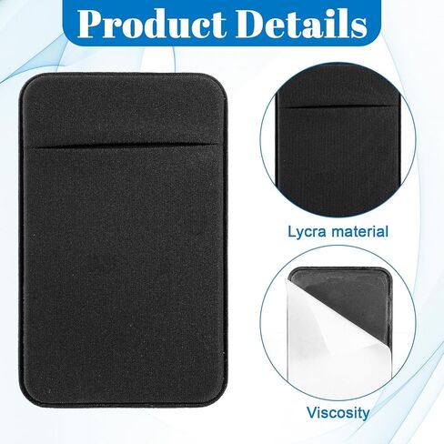 4 Pcs Adhesive Cell Phone Card Holder Pocket, Phone Stick On ID Card Wallet Credit Card Holder, Self Adhesive Sticker Case for Back of Android and All Smartphones (2 Black & 2 Blue) in Saudi Arabia