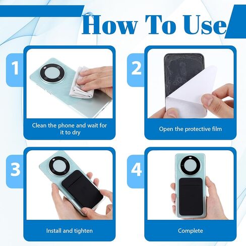4 Pcs Adhesive Cell Phone Card Holder Pocket, Phone Stick On ID Card Wallet Credit Card Holder, Self Adhesive Sticker Case for Back of Android and All Smartphones (2 Black & 2 Blue) in Saudi Arabia