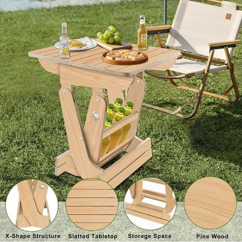 Wood Portable Folding Table Bistro Table Wooden Beer Carrier with Bottle Opener Space-Saving Small Outdoor Side Table for Camping, Picnic, Park, Party, Garden Concerts in Saudi Arabia