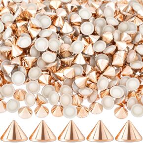 OIIKI 440PCS 8mm ABS Bullet Spike Cone Studs, Rivets Cone Spike Studs Beads, Glue on/Sew on Punk Spikes for Jewelry Making, DIY Crafts, Clothing Leather Clothes Belt Bag Shoes (Gold, Silver)