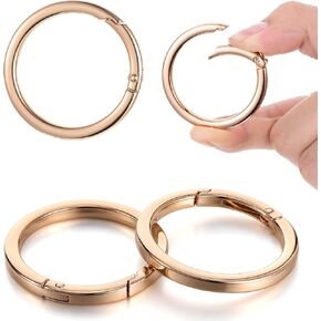4Pcs Metal O Ring, 2 Inch Keychain Rings, Large Gold Key Rings, Carabiner Keysring Clip, Round Carabiner Clip, Flat Spring O-Ring for Purse Strap, Handbag, Key Chain Hooks Accessories