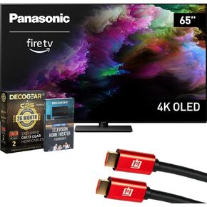 Panasonic TV-65Z85AP Z85 65 inch OLED 4K UHD Smart Fire TV (2024) Bundle with CPS Exclusive 26 Month Protection, 2X 4K HDMI Cable & Deco Gear Complete Home Theater Beginner's Guidebook