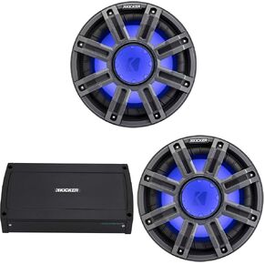 Kicker (2) 51MWF104 - MWF 10-Inch Premium Marine Subwoofer (Free-air) 4-ohm & 48KXMA9005 Marine Amp Bundle
