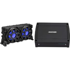 Kicker 51MWLE104 - MWE 10-Inch Loaded Premium Marine Sub Encl w/Passive Radiator 4ohm & 48KXMA4002 Marine Amp Bundle