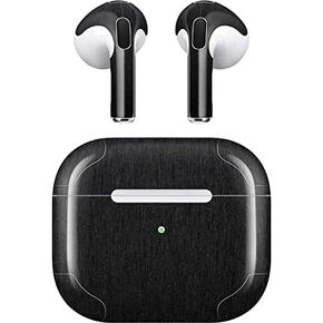 Skinit Decal Audio Skin Compatible with Apple AirPods (3rd Gen, 2021) - Skinit Originally Designed Black Brushed Steel Texture Design