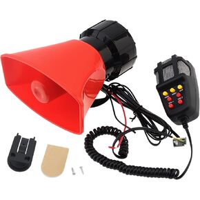 Car Siren Horn with Mic PA Speaker System, 7 Tones Loud Car Alarm Horn Police Siren Speaker System 100W 12V Emergency Amplifier Alarm Kit for Car Truck Lorry Boat