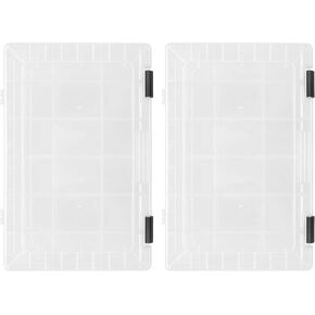 Fishing Lures Tackle Boxes Trays: 2pcs Plastic Clear Fishing Storage Organizer Boxes for Lures with Removable Dividers