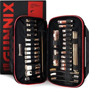 Elite Gun Cleaning Kit for Shotgun, Handgun & Pistol - Universal Cleaning Set with Bronze Brass Rods, Brushes, Jags, Patches - 36 Pieces in Durable Zippered Oxford 1000D Case