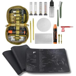 FLARE Tactical Gun Cleaning kit + Gun Cleaning mat - All-in-one Handgun Cleaning Kit 9mm and .45 Gun Cleaning Works with All Pistols and Handguns 9mm/.380/.357/0.44/0.45. Upgrade 2025