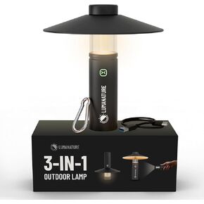 Rechargeable Camping Lantern – LED Outdoor Light with Flashlight & Lantern Modes, Magnetic Base & Hanging Hooks – Waterproof Emergency Light for Camping Backpacking Hiking & Power Outages - Black