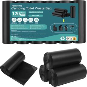 Camping Toilet Bags, 120 PCS (6 Roll) Portable Toilet Bags, Thickened Toilet Waste Bags, Camp Potty Liner Bag for Camping, Hiking, Travel, Kitchen, Home