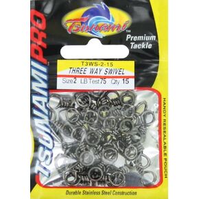 Tsunami Three Way Stainless Steel Swivel 3-Way Swivels [40-125lb, 6 to 1/0]