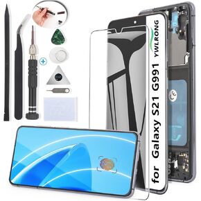OLED for Samsung Galaxy S21 5G Screen Replacement LCD Display Touch Screen Digitizer Assembly for Samsung S21 5G G991 SM-G991U SM-G991B with Tools（Support Fingerprint, Black Frame