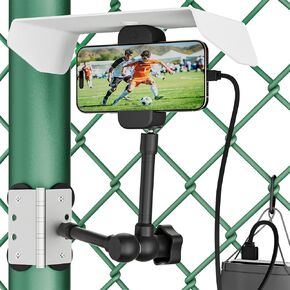 Magnetic Fence Mount for iPhone, Mevo Start,No Assembly, Sunshade & Power Bank Pouch Included, Adjustable Magic Arm, Mounting Kit for Gamechanger, Fence Mount for Recording Games