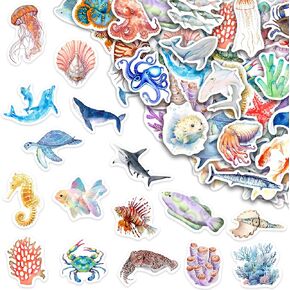 50 Pcs Glow in The Dark Cute Animal Water Bottle Stickers for Kids, Creative Vinyl Waterproof Laptop Decals, Personalized Stationery Luggage Phone Case Skateboard Sticker