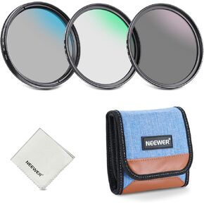 NEEWER 77mm UV/CPL/ND Lens Filter Kit, UV Protection + Circular Polarizing + Neutral Density (ND8) Camera Lens Filter Set with Multicoated Optical Glass, Slim Frame & Upgraded Foldable Storage Case