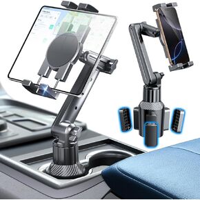 eSamcore Cup Holder Tablet Mount for Truck, Car Tablet Holder with Adjustable 15" Height 360° Rotation Stand, 0.9" Depth Clamp Fit for iPad Air/Pro/Mini 4.7"-12.9" Foldable Phone iPhone