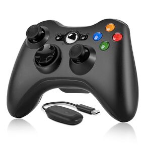 kosiwun 2.4GHZ Wireless Controller for Xbox 360, Wireless Gamepad Remote Joystick Controller Compatible with Xbox 360 and PC Windows 7,8,10,11 with Receiver (Black)