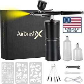 AirbrushX - Airbrush Kit, Air brush kit with air compressor - Wireless, Rechargeable & Durable Airbrush kit - 30 PSI - 3 Modes - Airbrush for Nails, Barber Airbrush, cake airbrush, airbrush compressor