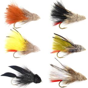 The Fly Place Place Streamer Fly Fly Lestortment - Confer's Choice Marabou Muddler Minnow Streamer Flies Collection - 6 Fly Fishing Flies - Hook Size 4